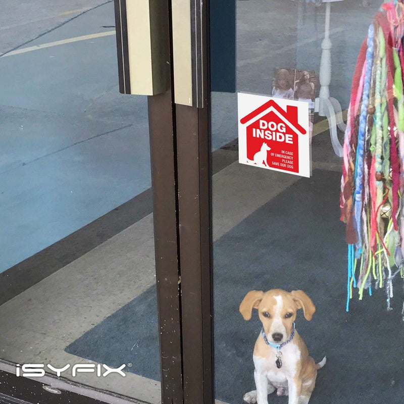 iSYFIX Dog Inside Alert Signs Stickers - 4 Pack 5x5 Inch - Premium Self-Adhesive Vinyl, Laminated for Ultimate UV, Weather, Scratch, Water and Fade Resistance, Indoor and Outdoor red - Image 5
